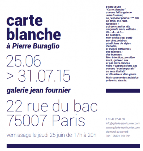 Carte blanche Pierre Buraglio galerie Jean Fournier