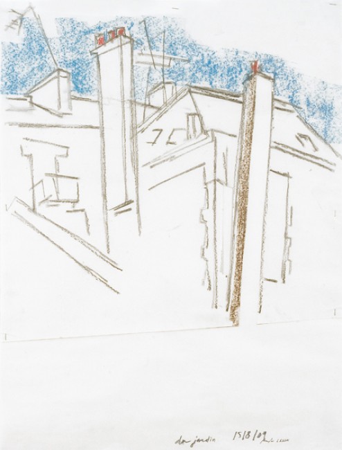 « Rafistolage ... Du jardin » 2009 - fusain et pastel sur papier 64,5 x 49 cm
