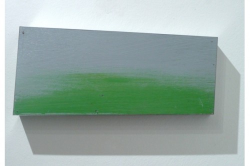 “Suspens ton vol”. Peinture sur contreplaqué. 13 cm x 29,5 cm. 2011